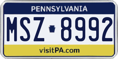 PA license plate MSZ8992
