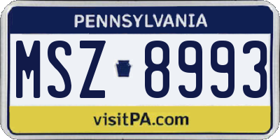 PA license plate MSZ8993