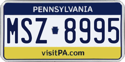 PA license plate MSZ8995