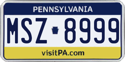PA license plate MSZ8999