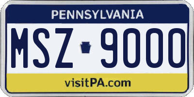 PA license plate MSZ9000