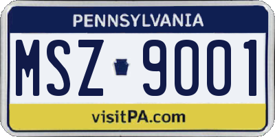 PA license plate MSZ9001