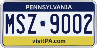 PA license plate MSZ9002