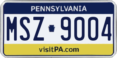 PA license plate MSZ9004