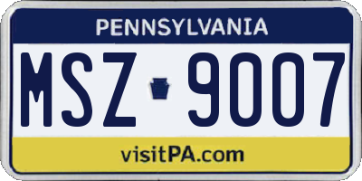 PA license plate MSZ9007