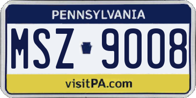 PA license plate MSZ9008