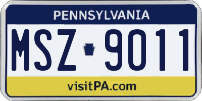 PA license plate MSZ9011