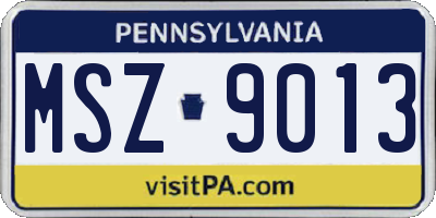 PA license plate MSZ9013