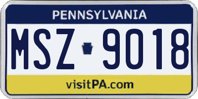 PA license plate MSZ9018