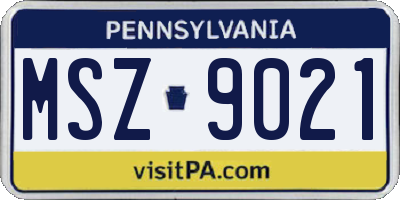 PA license plate MSZ9021