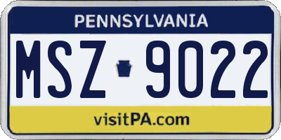 PA license plate MSZ9022