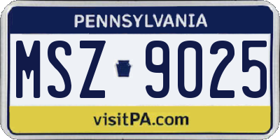 PA license plate MSZ9025