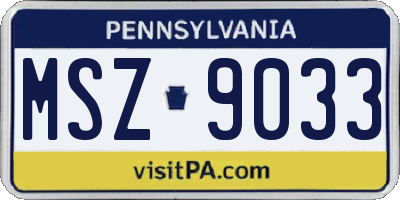 PA license plate MSZ9033
