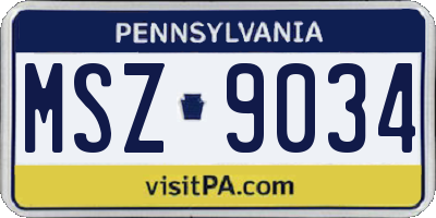 PA license plate MSZ9034