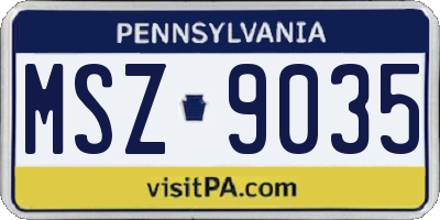 PA license plate MSZ9035