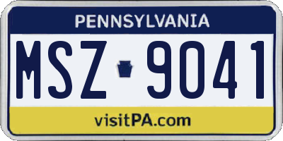 PA license plate MSZ9041