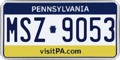 PA license plate MSZ9053