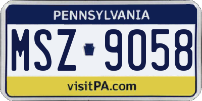 PA license plate MSZ9058