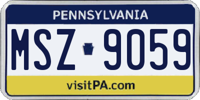 PA license plate MSZ9059