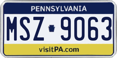 PA license plate MSZ9063