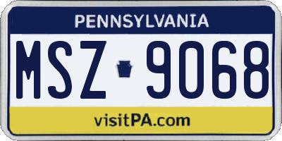 PA license plate MSZ9068