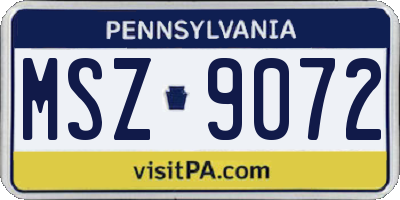PA license plate MSZ9072