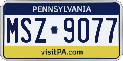 PA license plate MSZ9077