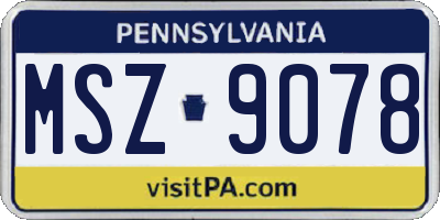 PA license plate MSZ9078