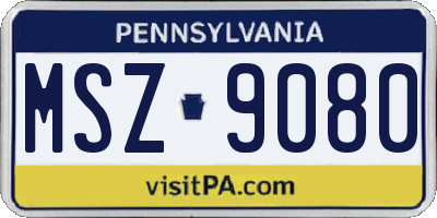 PA license plate MSZ9080