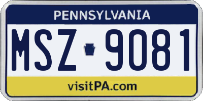 PA license plate MSZ9081