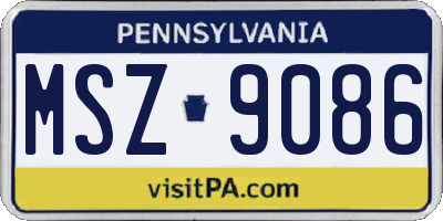 PA license plate MSZ9086