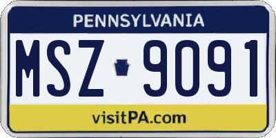 PA license plate MSZ9091
