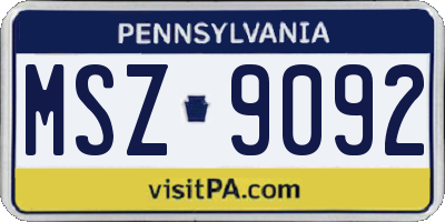 PA license plate MSZ9092