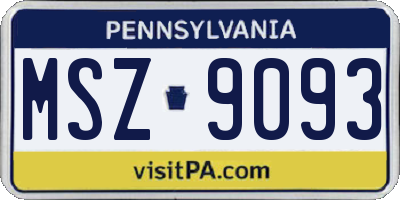 PA license plate MSZ9093