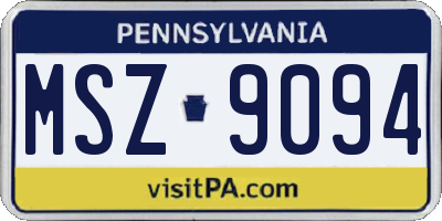 PA license plate MSZ9094