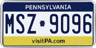 PA license plate MSZ9096