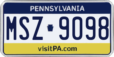 PA license plate MSZ9098