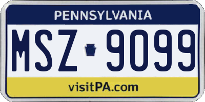 PA license plate MSZ9099