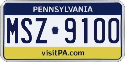 PA license plate MSZ9100