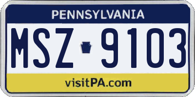 PA license plate MSZ9103