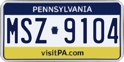PA license plate MSZ9104
