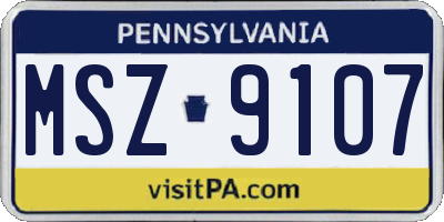 PA license plate MSZ9107