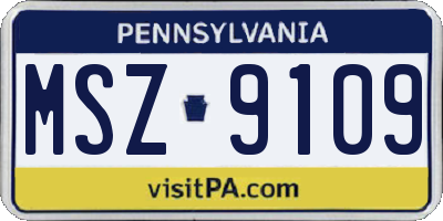 PA license plate MSZ9109