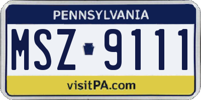 PA license plate MSZ9111