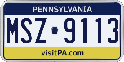 PA license plate MSZ9113