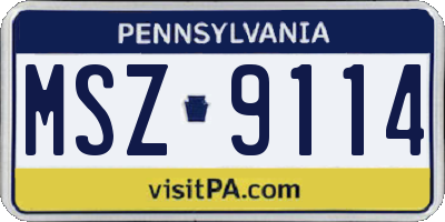 PA license plate MSZ9114
