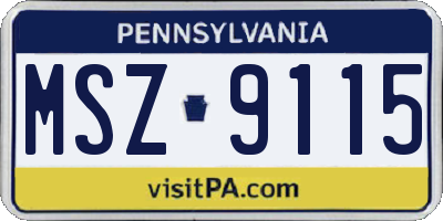 PA license plate MSZ9115