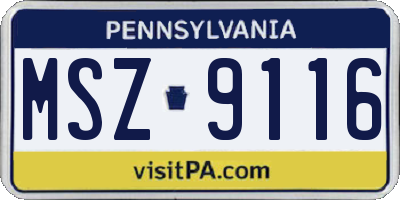 PA license plate MSZ9116