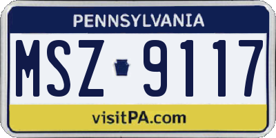 PA license plate MSZ9117
