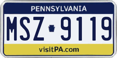 PA license plate MSZ9119